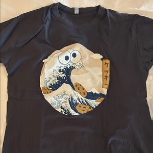 Navy Graphic Tee with Wave Design